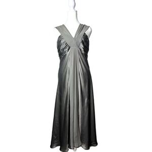 Donna Ricco‎ New York 100% Silk Dress Size 14Halter Grey Formal Party Cocktail